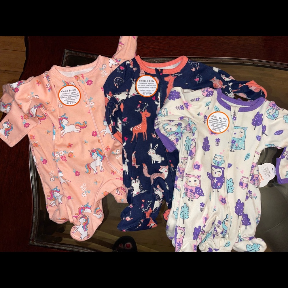 TWIN PREEMIE Sleep 'n Plays Pajama onesies footies one piece